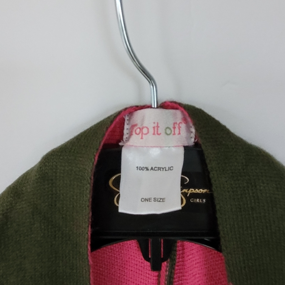 TOP IT OFF Chic Olive and Pink Polka Dot Women's Cape Size OS - Picture 2 of 4